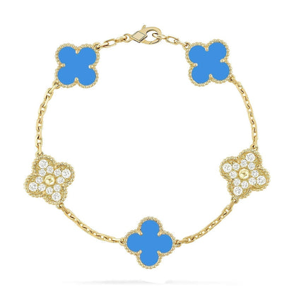 [Plus&Max]LUCKY CLOVER 5-MOTIF BRACELET - BLUE AGATE COLLECTION