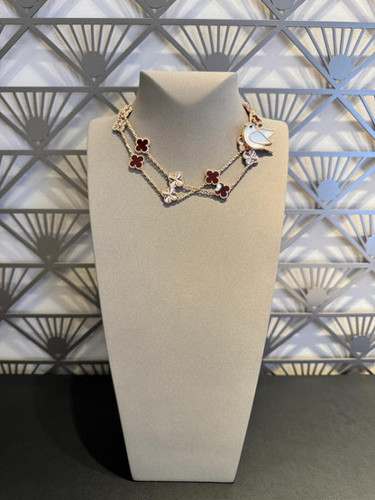 [Plus&Max]CLOVER 20 MOTIFS LASER CARNELIAN NECKLACE