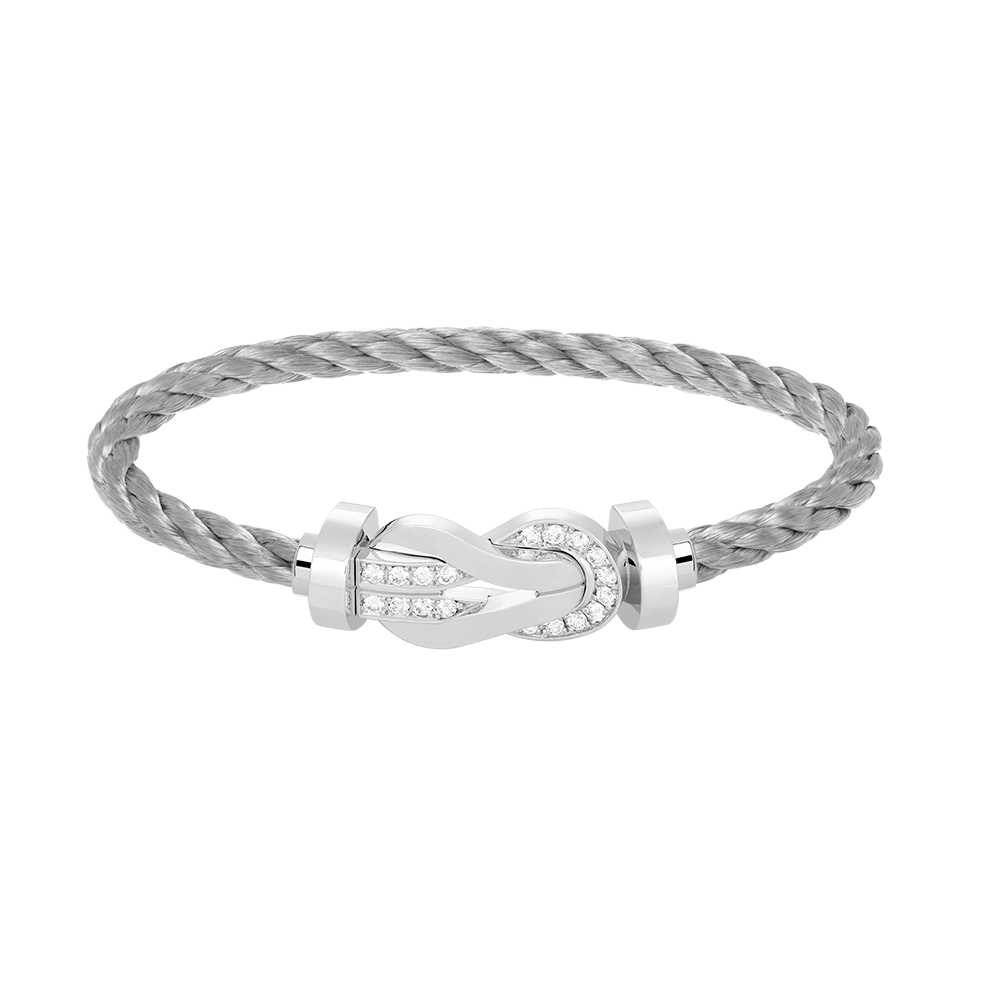 [Plus&Max]CHANCE LARGE 8 FIGURE BUCKLE HALF DIAMOND BRACELET SILVER