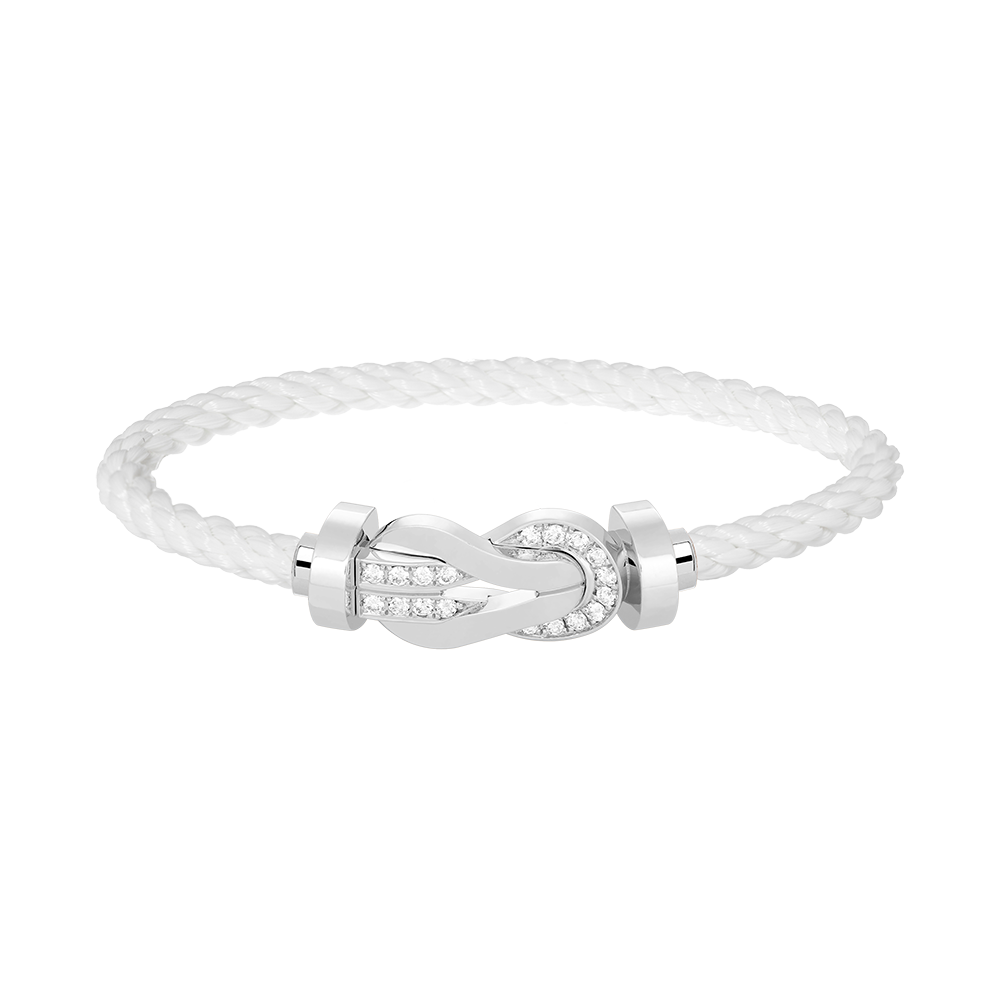 [Plus&Max]CHANCE LARGE 8 FIGURE BUCKLE HALF DIAMOND BRACELET SILVER