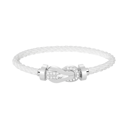[Plus&Max]CHANCE LARGE 8 FIGURE BUCKLE HALF DIAMOND BRACELET SILVER