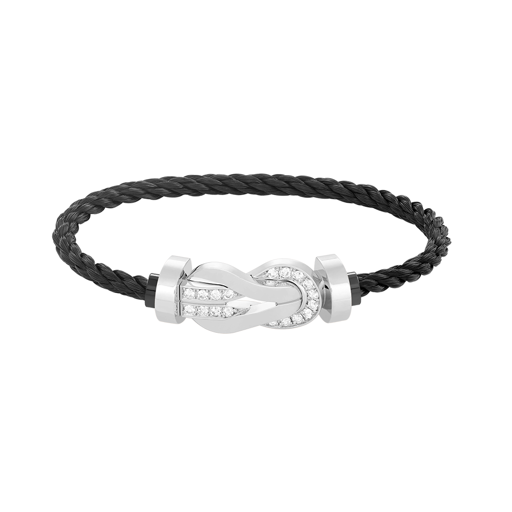 [Plus&Max]CHANCE LARGE 8 FIGURE BUCKLE HALF DIAMOND BRACELET SILVER