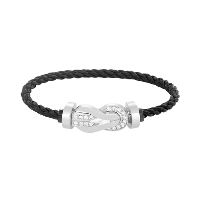 [Plus&Max]CHANCE LARGE 8 FIGURE BUCKLE HALF DIAMOND BRACELET SILVER