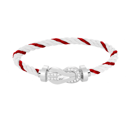 [Plus&Max]CHANCE LARGE 8 FIGURE BUCKLE HALF DIAMOND BRACELET SILVER