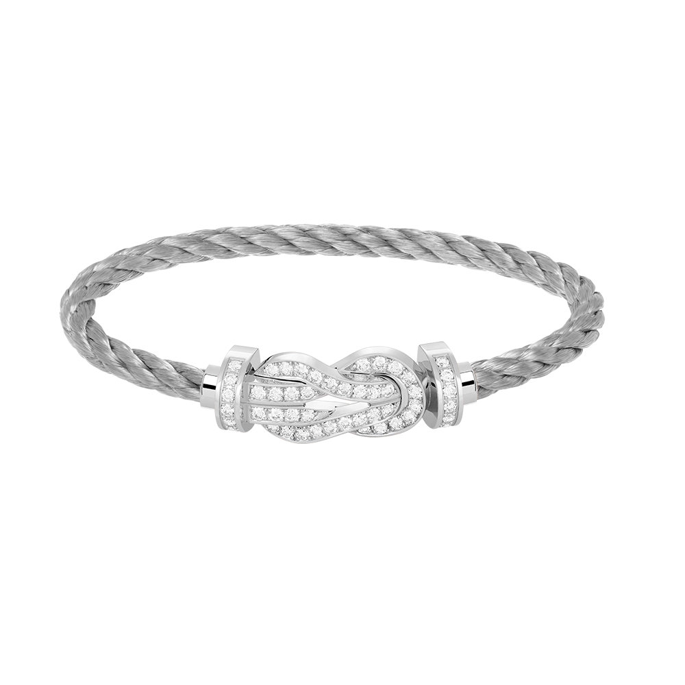 [Plus&Max]CHANCE LARGE 8 FIGURE BUCKLE FULL DIAMOND BRACELET SILVER