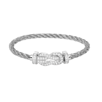 [Plus&Max]CHANCE LARGE 8 FIGURE BUCKLE FULL DIAMOND BRACELET SILVER