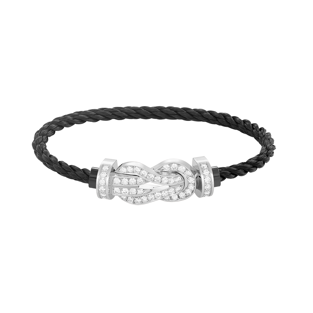 [Plus&Max]CHANCE LARGE 8 FIGURE BUCKLE FULL DIAMOND BRACELET SILVER
