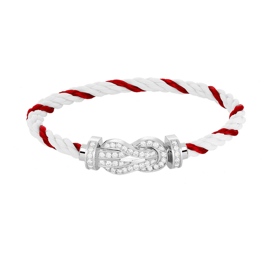 [Plus&Max]CHANCE LARGE 8 FIGURE BUCKLE FULL DIAMOND BRACELET SILVER