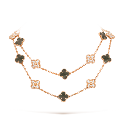 [Plus&Max]CLOVER 20 MOTIFS DARK MOP DIAMOND  NECKLACE