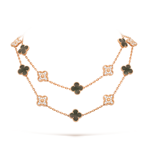 [Plus&Max]CLOVER 20 MOTIFS DARK MOP DIAMOND  NECKLACE