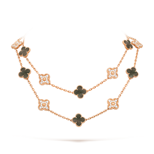 [Plus&Max]CLOVER 20 MOTIFS DARK MOP DIAMOND  NECKLACE