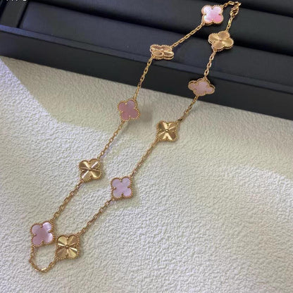 [Plus&Max]CLOVER 10 MOTIFS  LASER PINK MOP NECKLACE