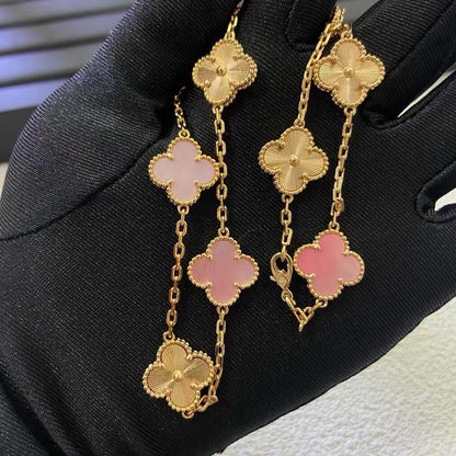 [Plus&Max]CLOVER 10 MOTIFS  LASER PINK MOP NECKLACE