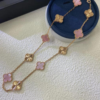 [Plus&Max]CLOVER 10 MOTIFS  LASER PINK MOP NECKLACE