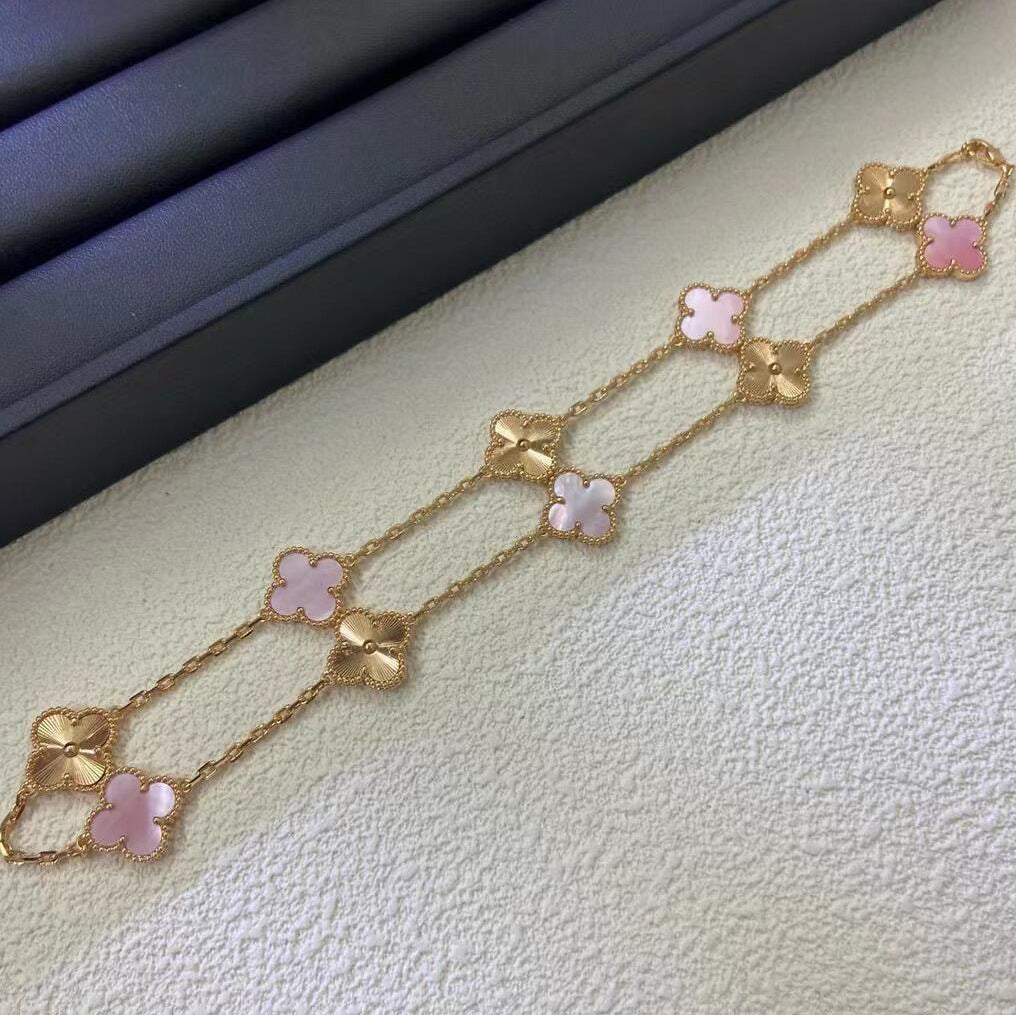 [Plus&Max]CLOVER 10 MOTIFS  LASER PINK MOP NECKLACE