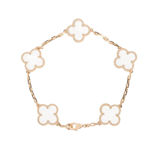 [Plus&Max]CLOVER 5 MOTIF ROCK CRYSTAL BRACELET