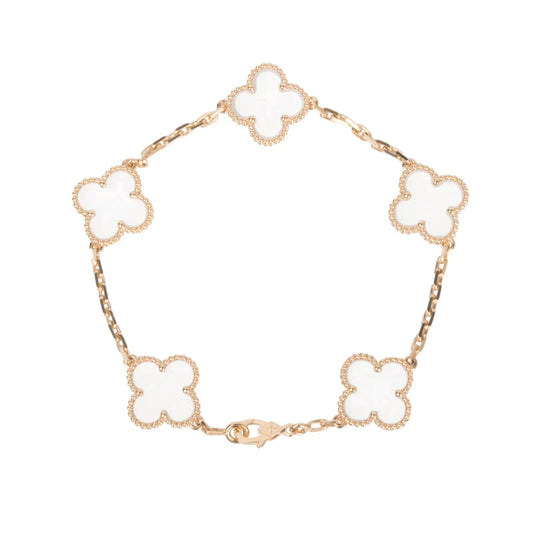 [Plus&Max]CLOVER 5 MOTIF ROCK CRYSTAL BRACELET