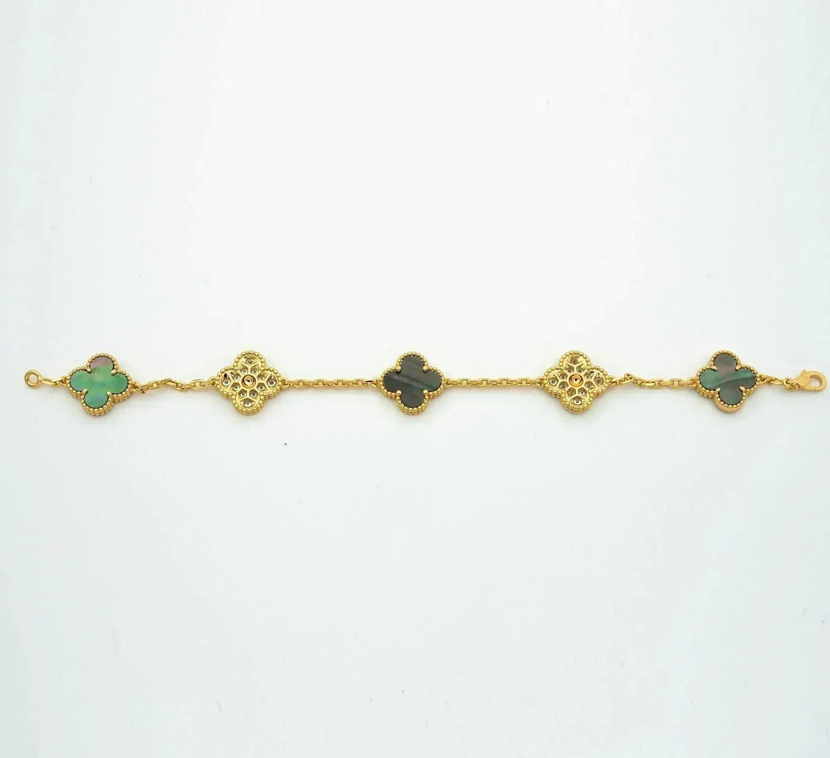 [Plus&Max]LUCKY CLOVER 5-MOTIF BRACELET - GREY MOTHER-OF-PEARL COLLECTION