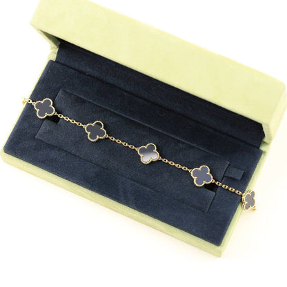 [Plus&Max]LUCKY CLOVER 5-MOTIF BRACELET - BLACK OXNY COLLECTION