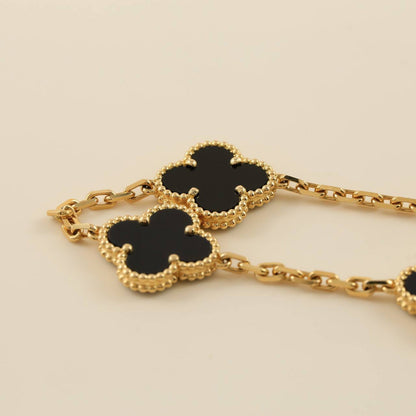 [Plus&Max]LUCKY CLOVER 5-MOTIF BRACELET - BLACK OXNY COLLECTION
