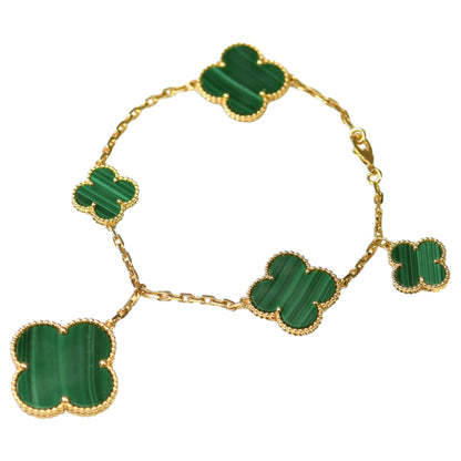 [Plus&Max]MAGIC CLOVER MALACHITE GOLD BRACELET 5 MOTIFS