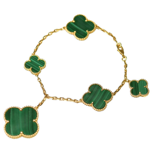[Plus&Max]MAGIC CLOVER MALACHITE GOLD BRACELET 5 MOTIFS