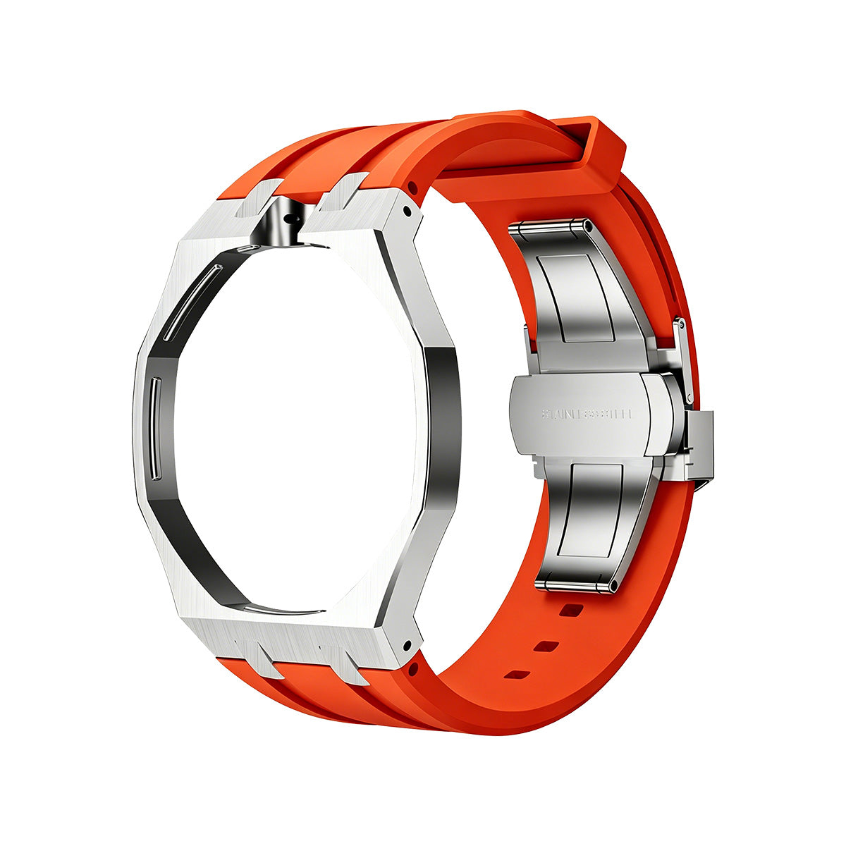 [Plus&Max]OAK POP ORANGE-RED STEEL SILICONE STRAP