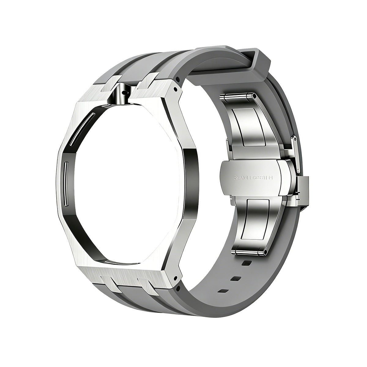 [Plus&Max]OAK POP GRAY STEEL SILICONE STRAP