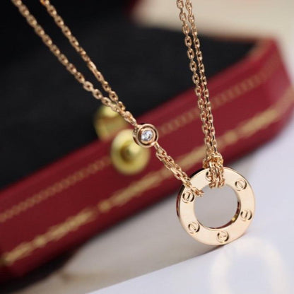 [Plus&Max]LOVE NECKLACE ADJUSTABLE ROSE GOLD 2 DIAMOND
