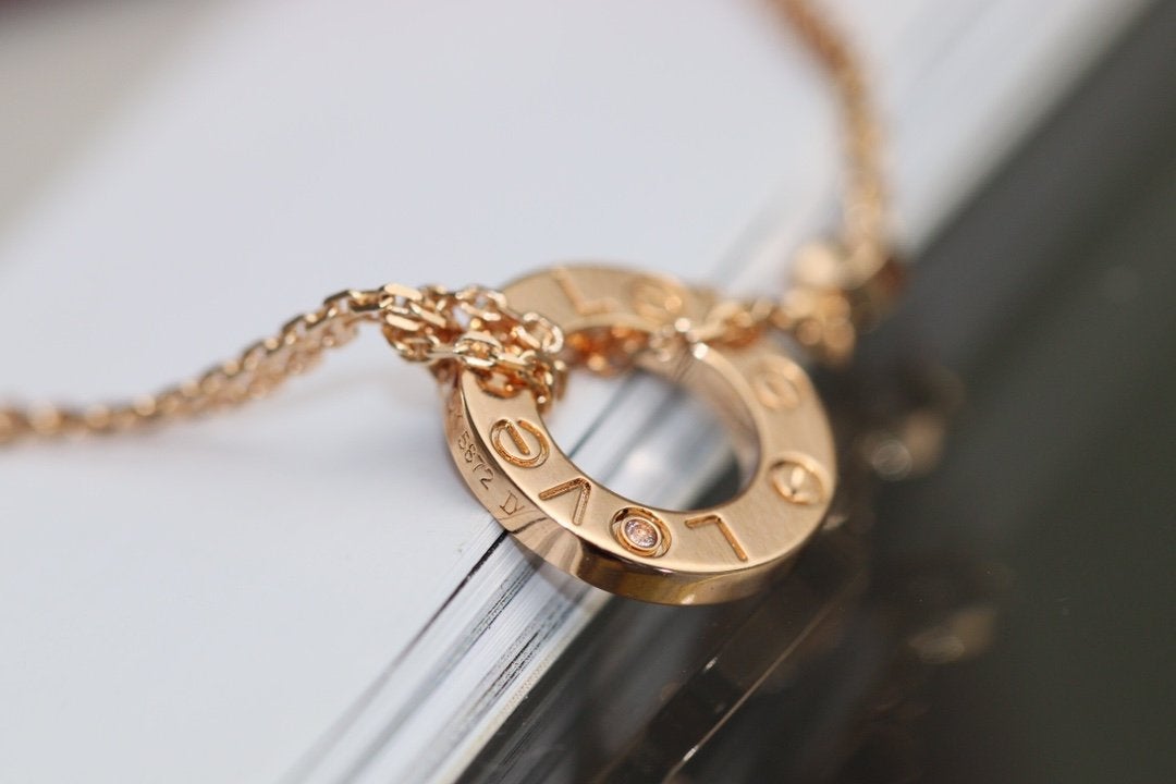 [Plus&Max]LOVE NECKLACE ADJUSTABLE ROSE GOLD 2 DIAMOND