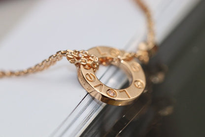 [Plus&Max]LOVE NECKLACE ADJUSTABLE ROSE GOLD 2 DIAMOND