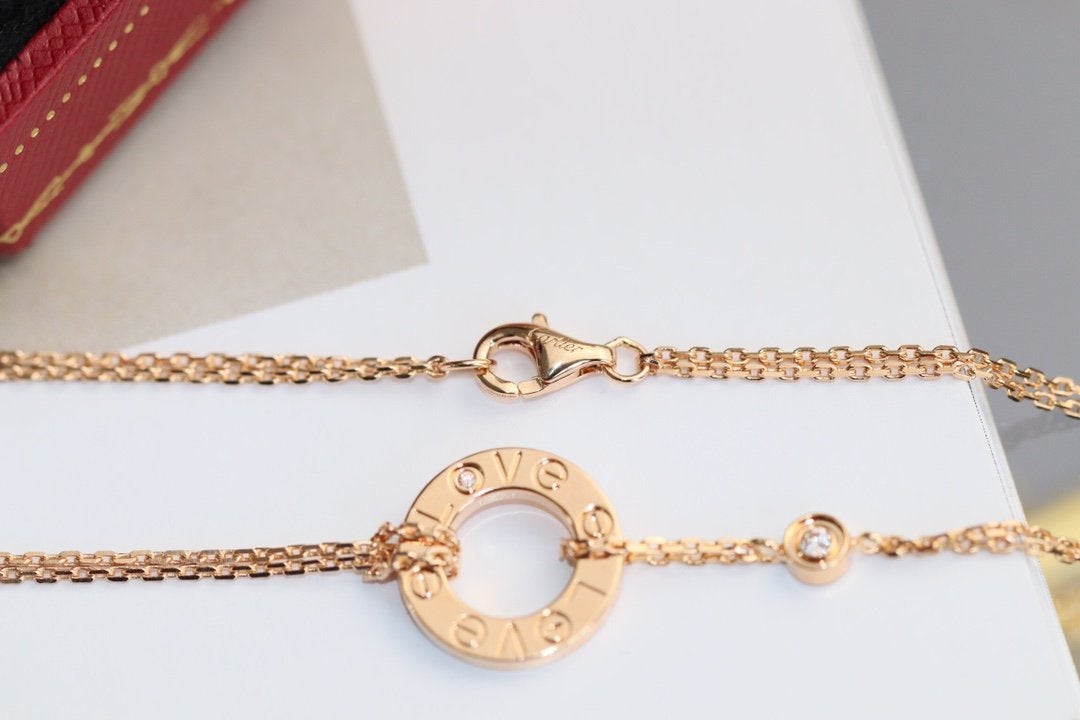 [Plus&Max]LOVE NECKLACE ADJUSTABLE ROSE GOLD 2 DIAMOND