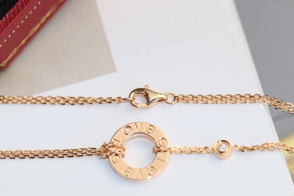 [Plus&Max]LOVE NECKLACE ADJUSTABLE ROSE GOLD 2 DIAMOND
