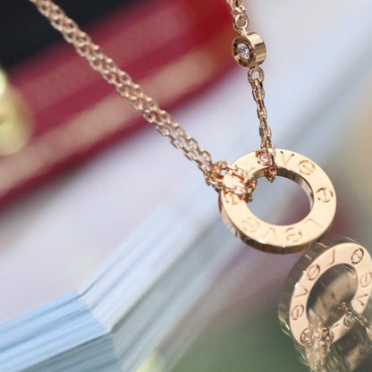 [Plus&Max]LOVE NECKLACE ADJUSTABLE ROSE GOLD 2 DIAMOND