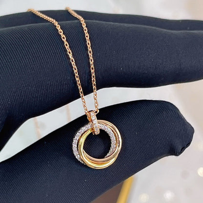 [Plus&Max]TRINITY NECKLACE SILVER GOLD PINK GOLD DIAMONDS