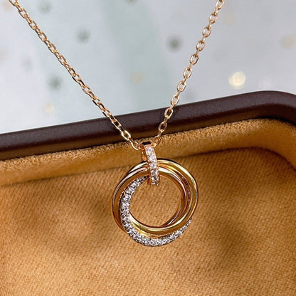 [Plus&Max]TRINITY NECKLACE SILVER GOLD PINK GOLD DIAMONDS