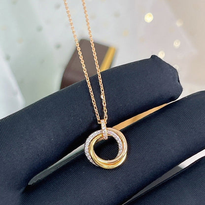 [Plus&Max]TRINITY NECKLACE SILVER GOLD PINK GOLD DIAMONDS