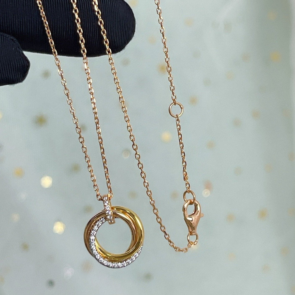 [Plus&Max]TRINITY NECKLACE SILVER GOLD PINK GOLD DIAMONDS
