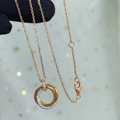 [Plus&Max]TRINITY NECKLACE SILVER GOLD PINK GOLD DIAMONDS