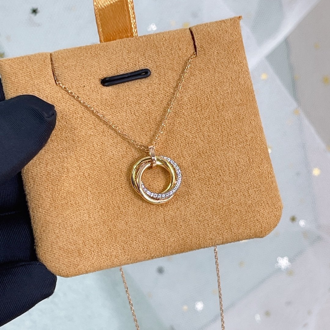 [Plus&Max]TRINITY NECKLACE SILVER GOLD PINK GOLD DIAMONDS