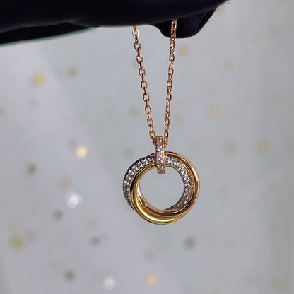 [Plus&Max]TRINITY NECKLACE SILVER GOLD PINK GOLD DIAMONDS