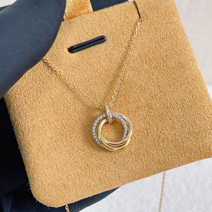 [Plus&Max]TRINITY NECKLACE SILVER GOLD PINK GOLD DIAMONDS