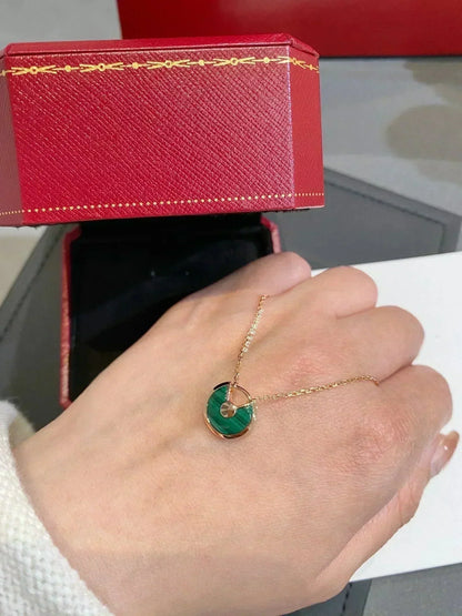 [Plus&Max]AMULETTE ROSE GOLD MALACHITE NECKLACE
