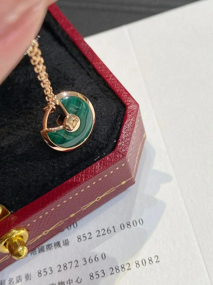 [Plus&Max]AMULETTE ROSE GOLD MALACHITE NECKLACE
