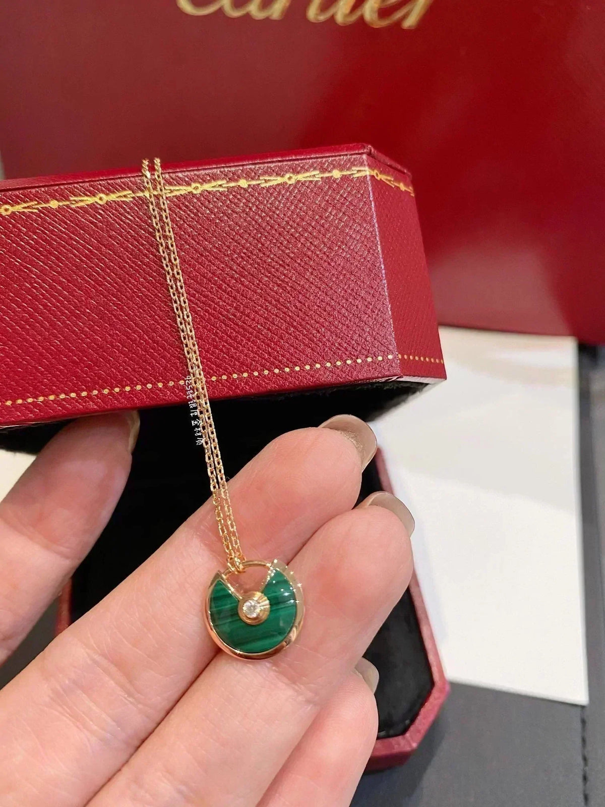 [Plus&Max]AMULETTE ROSE GOLD MALACHITE NECKLACE