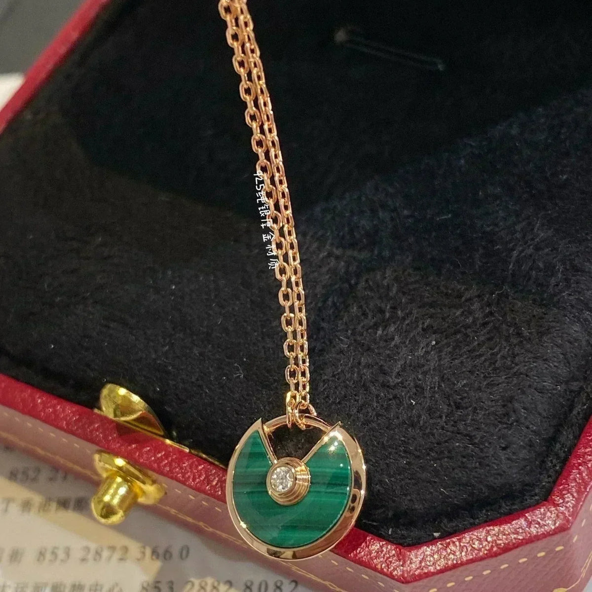 [Plus&Max]AMULETTE ROSE GOLD MALACHITE NECKLACE