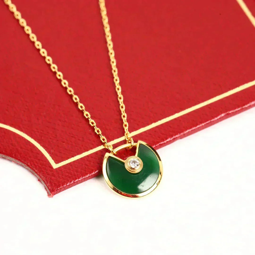 [Plus&Max]AMULETTE GOLD MALACHITE NECKLACE