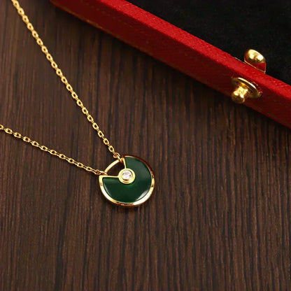 [Plus&Max]AMULETTE GOLD MALACHITE NECKLACE