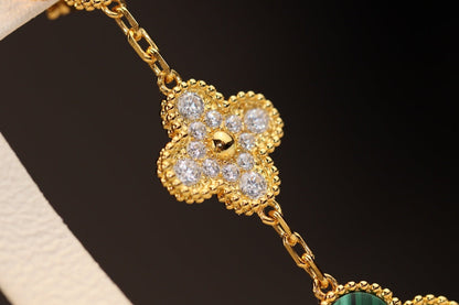 [Plus&Max]CLOVER EARRINGS GOLD MALACHITE DIAMOND 3 MOTIF