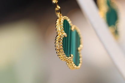 [Plus&Max]CLOVER EARRINGS GOLD MALACHITE DIAMOND 3 MOTIF